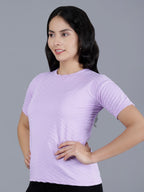 Viigobella Women’s Textured Short Sleeve Top in Lavender Cotton Fabric