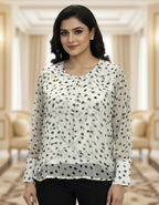 Polka Dot Layered Georgette Top | Elegant Western Wear | Viigobella