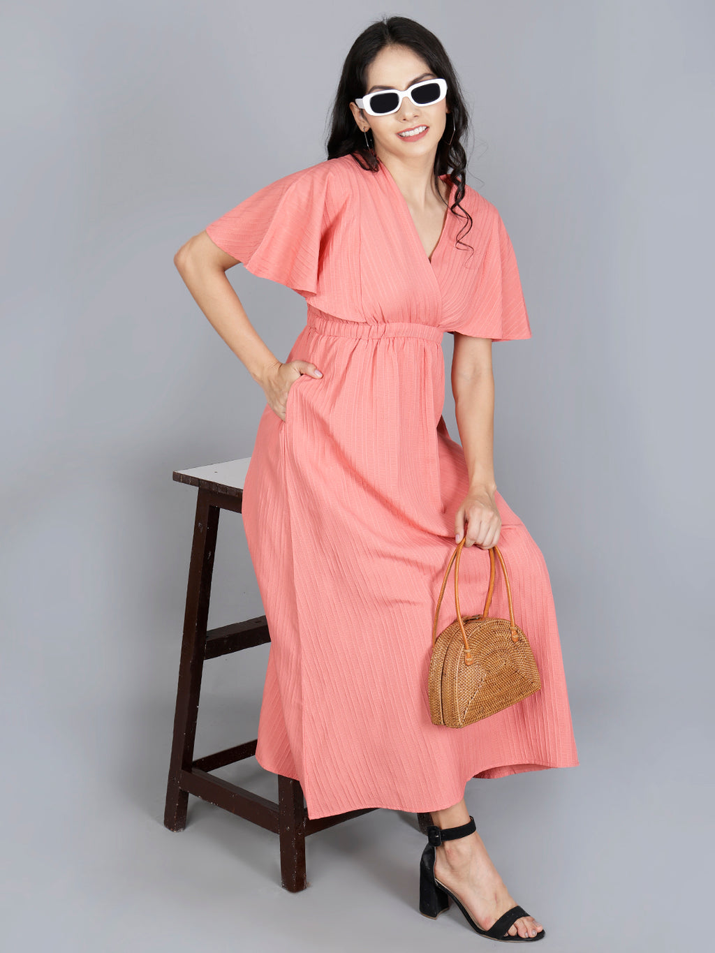 Viigobella Sustainable Sugarcane Fabric Flared Maxi Dress