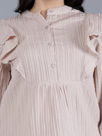 Viigobella Textured Sugarcane Ruffle Top & Pant Co-Ord Set