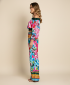 Viigobella Printed Crepe Off-Shoulder Top & Palazzo Co-Ord Set