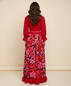 Viigobella Printed Crepe Off-Shoulder Crop Top & Long Skirt Set