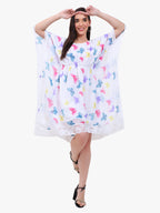 Women’s Printed Georgette Kaftan Dress with Lace Hem – Export Quality
