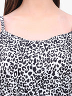 Women’s Printed Crepe Strappy Short Dress with Flared Silhouette – Export Quality