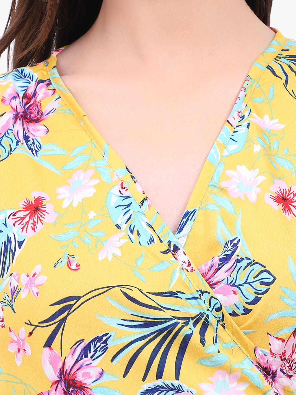 Viigobella Women’s Printed Crepe Short Dress with Ruffle Hem – Export Quality