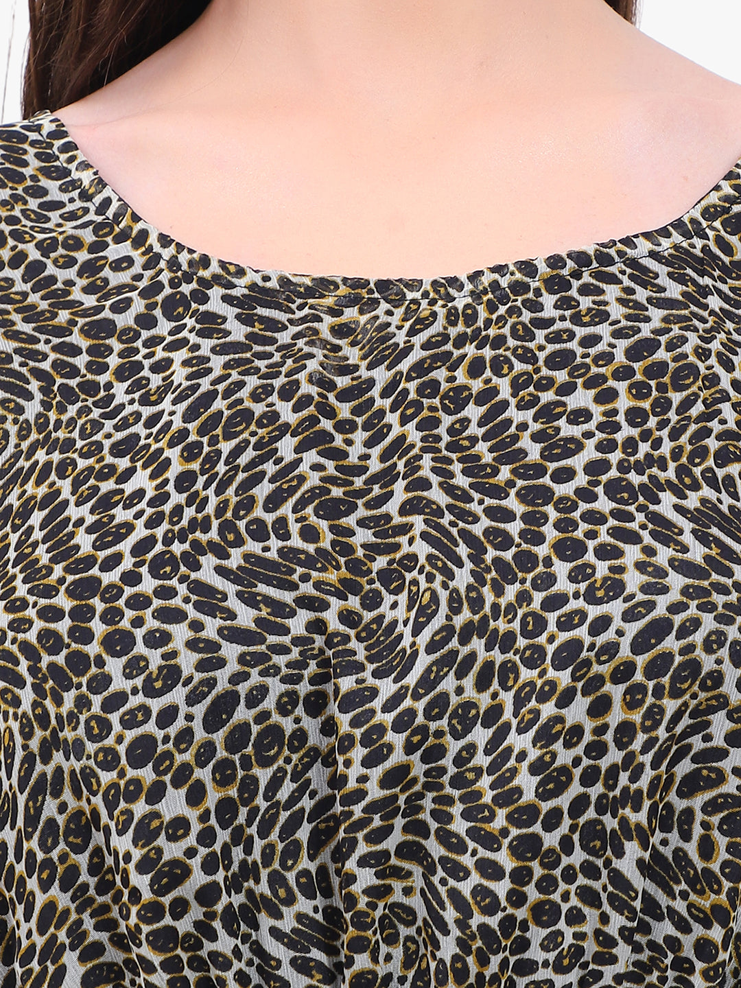 Women’s Printed Crepe Kaftan Dress with Lace Hem – Export Quality