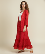 Viigobella Printed Crepe 3-Piece Co-Ord Set – Crop Top, Skirt & Shrug