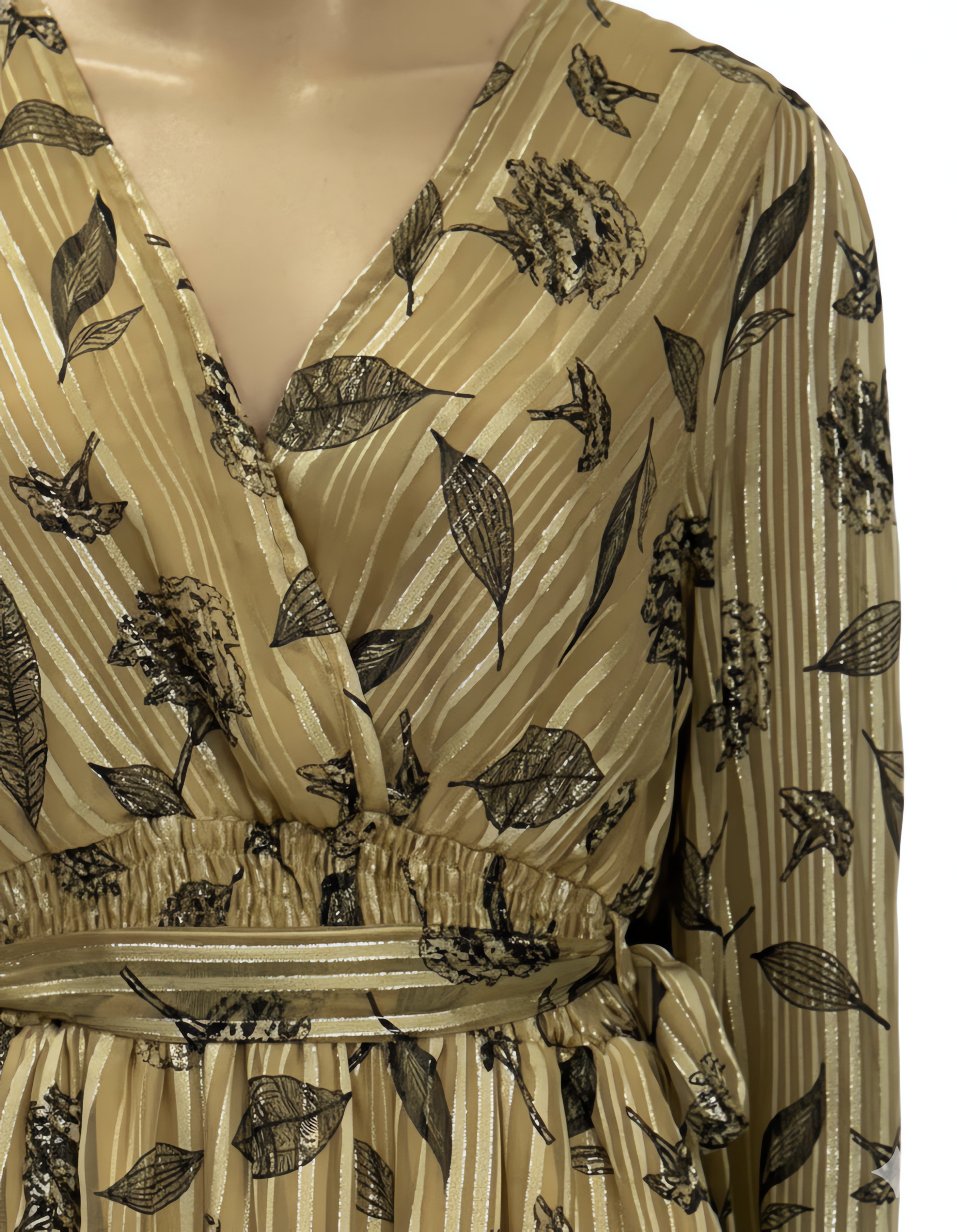 Leaf Printed Georgette Lurex Midi Dress for Women – Viigobella