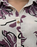 Purple Floral Long Shirt Co-ord Set for Women