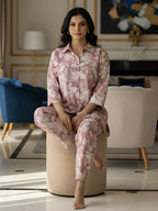 Pink Floral Printed Long Shirt Co-ord Set for Women