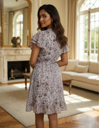 Floral Printed Georgette Short Wrap Dress – Viigobella