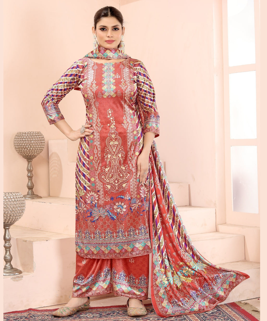 ViigoBella Premium Velvet Printed Straight Suit with Dupatta – Designer Winter Edition