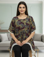 Floral Printed Kaftan Top with Lace Border | Elegant Casual Wear | Viigobella
