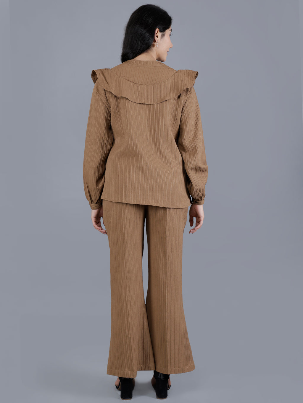 Viigobella Textured Sugarcane Ruffle Detail Top & Pant Co-Ord Set