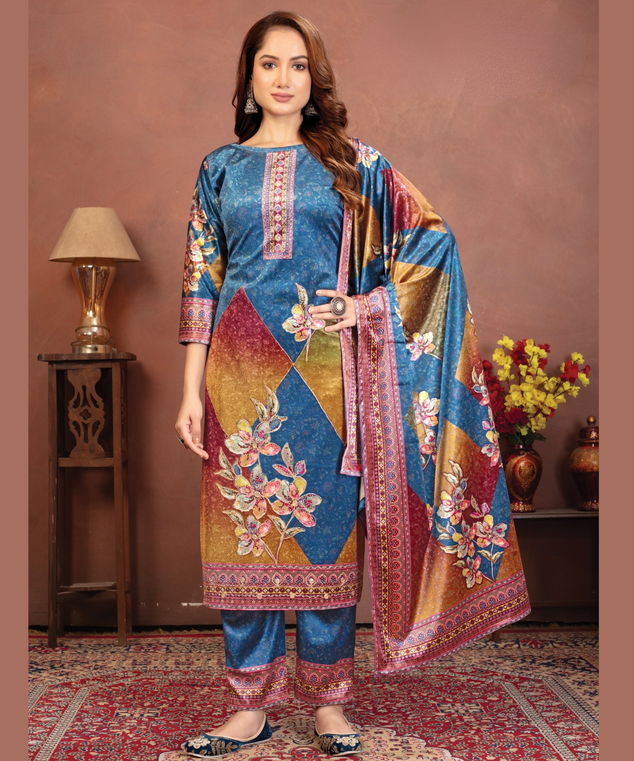 Premium Velvet Digital Printed Suit Set with Dupatta