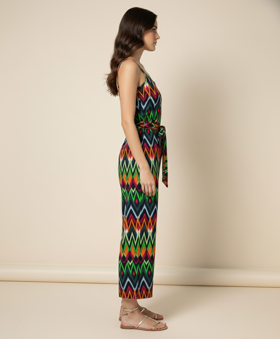 Viigobella Printed Crepe Crop Top & Tie-Up Palazzo Co-Ord Set