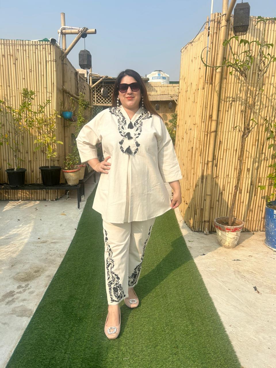 Viigobella Embroidered Flex Cord Set – Top & Pant Co-Ord