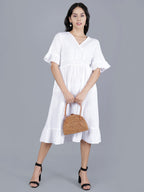 Viigobella Women’s Wrap Midi Dress in White Sugarcane Fabric | Manufacturer & Exporter