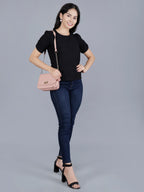 Viigobella Women’s Puff Sleeve Top in Black Sugarcane Fabric