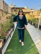 Viigobella Embroidered Velvet Cord Set – Designer Top & Pant Co-Ord