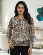 Animal Print Layered Georgette Top | Premium Western Wear | Viigobella