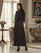 Viigobella Black & White Polka Dot Crepe Button-Down Maxi Dress