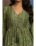 Kasturi Silk Printed Boho Maxi Dress with Drawstring Waist