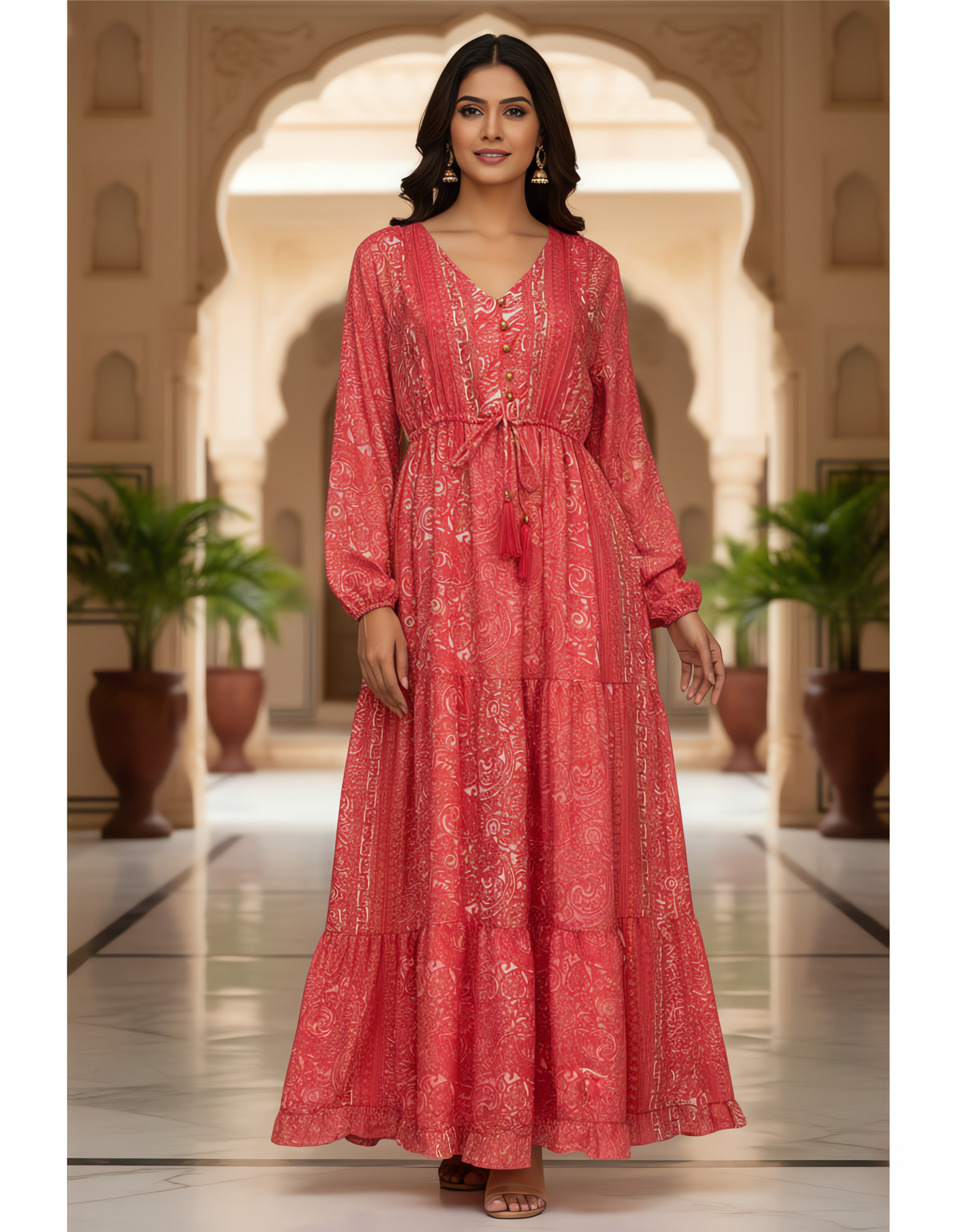 Premium Boho Printed Maxi Dress | Kasturi Silk | Viigobella