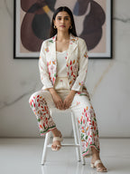 Luxury Botanical Cotton Blazer Co-ord Set for Women (3-Piece)