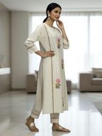 Elegant Embroidered Cotton Kurta Pant Set for Women