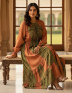 Viigobella Printed Boho Tiered Maxi Dress in Kasturi Silk