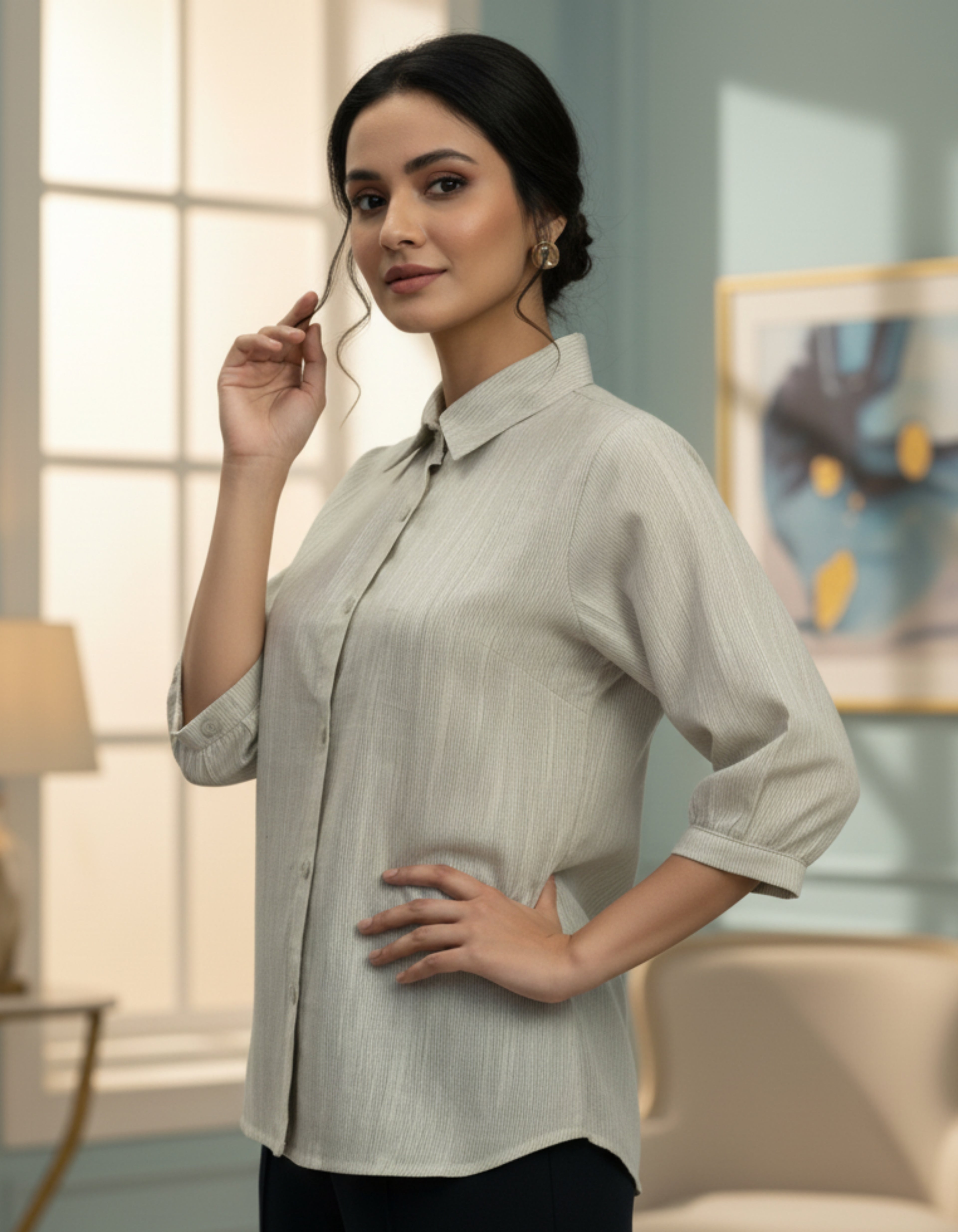 Classic Cotton Button-Down Shirt Top | Office & Daily Wear | Viigobella