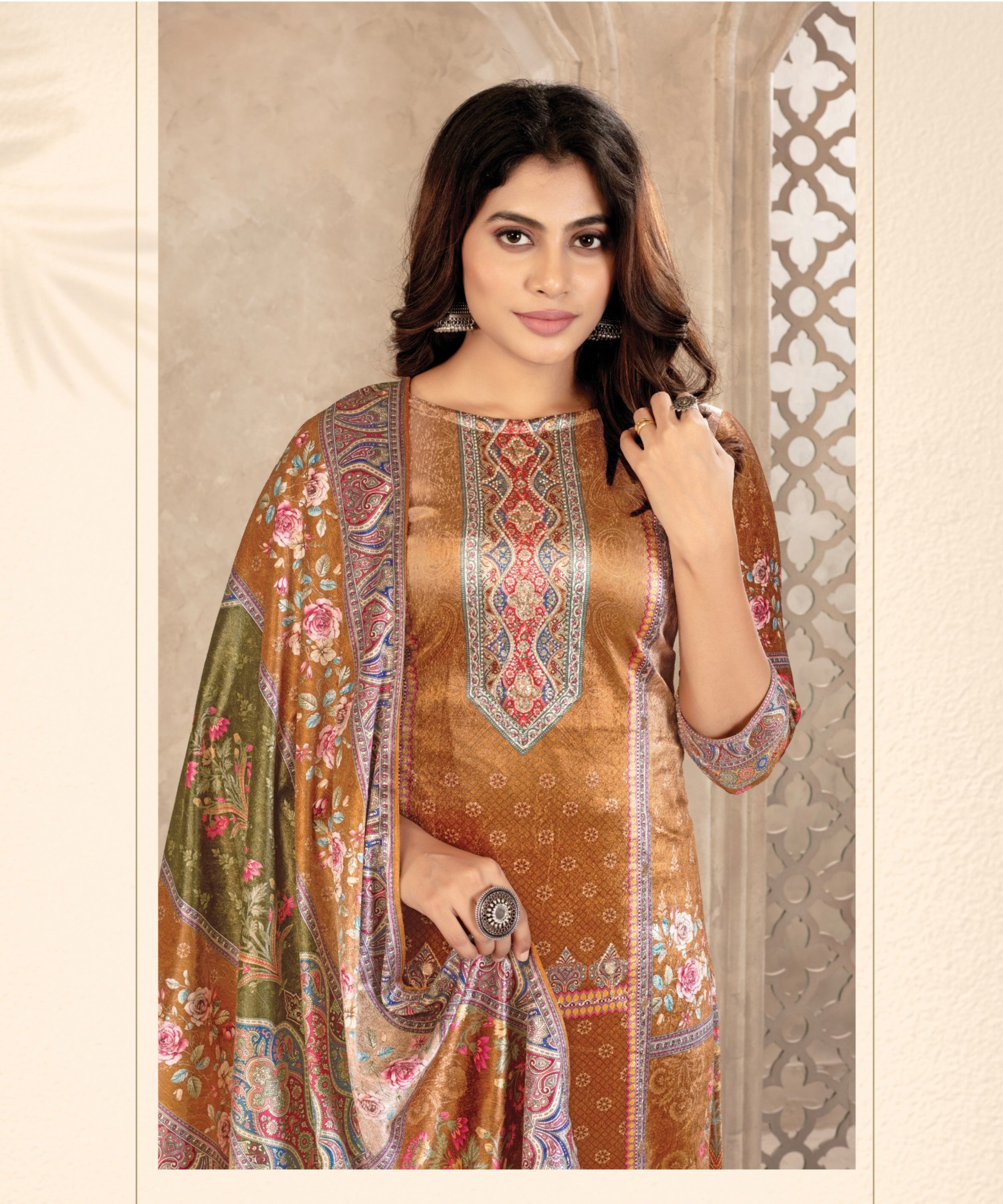 ViigoBella Premium Velvet Printed Straight Suit with Dupatta – Classic Heritage Edition