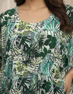 Leafy Printed Kaftan Top with Lace Border | Elegant Casual Wear | Viigobella