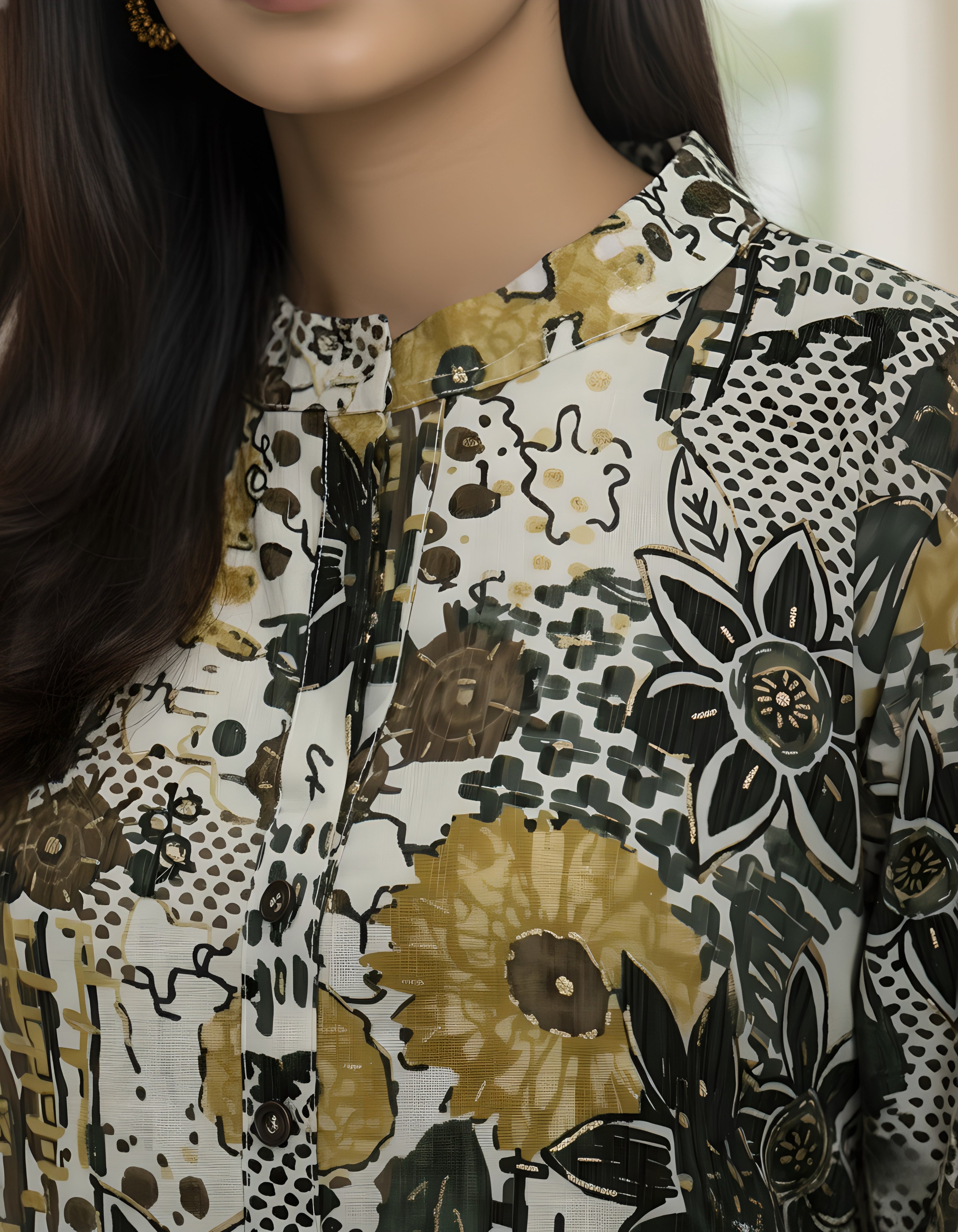 Women’s Black & Mustard Abstract Floral Co-ord Set – Vertigen Fabric