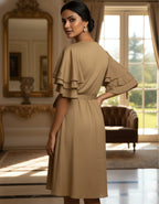 Viigobella Delta Fabric Wrap Dress with Layered Ruffle Sleeves