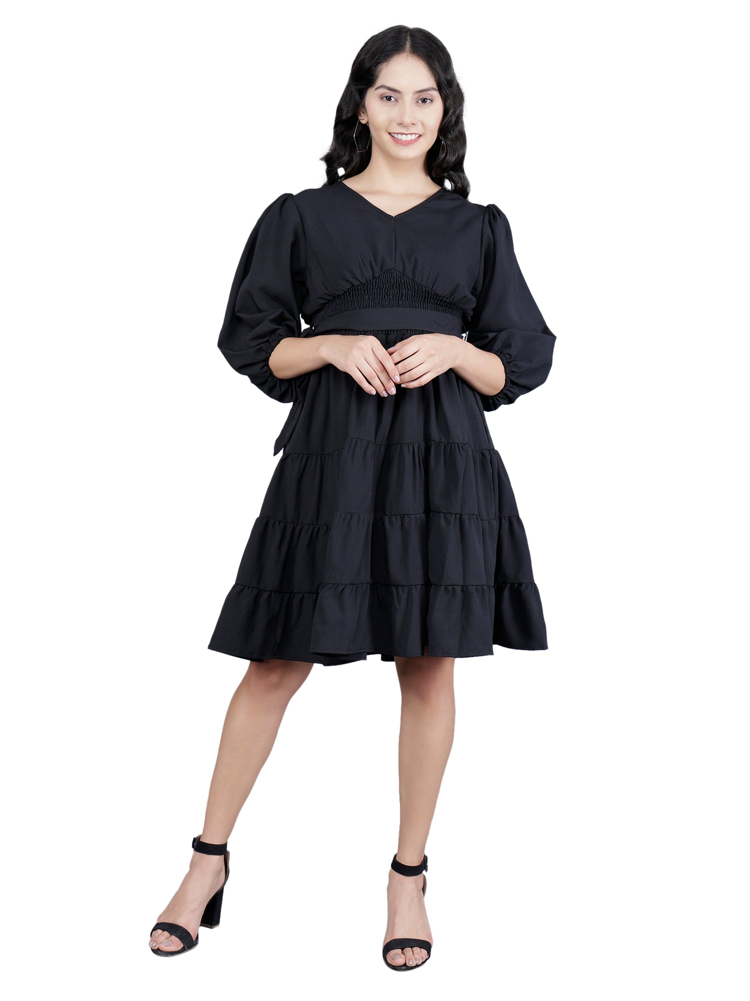 Viigobella Women’s Delta Fabric Tiered Short Dress with Smocked Waist – Export Quality