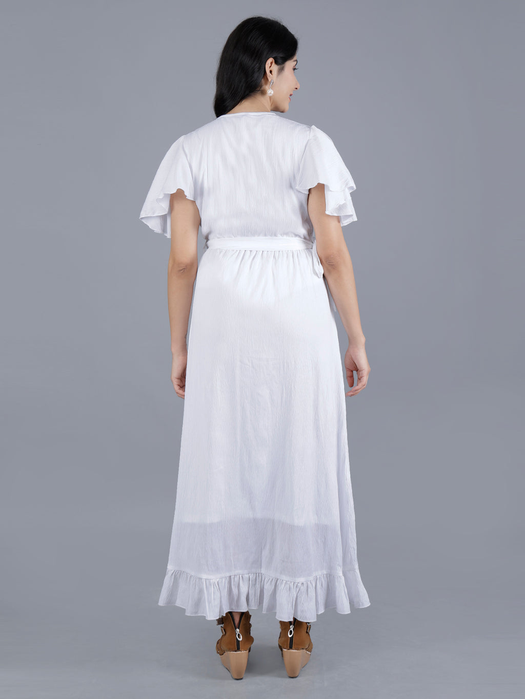 Viigobella Women’s Wrap Maxi Dress in White Delta Fabric | Manufacturer & Exporter