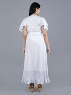 Viigobella Women’s Wrap Maxi Dress in White Delta Fabric | Manufacturer & Exporter