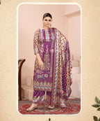 ViigoBella Premium Velvet Printed Straight Suit with Dupatta – Royal Designer Edition