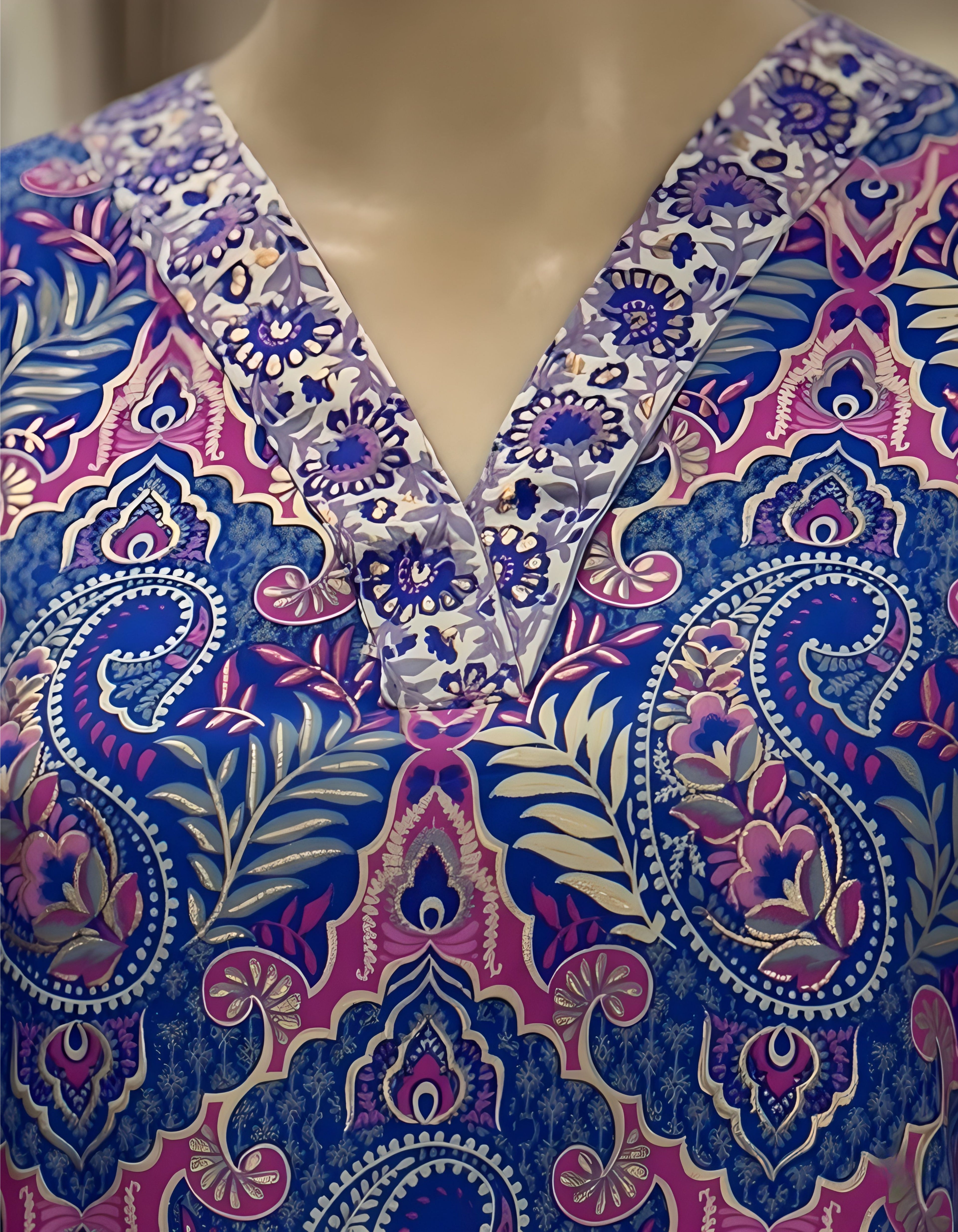 Premium Paisley Print Kasturi Silk Co-ord Set with Designer Neck & Cuff Detailing