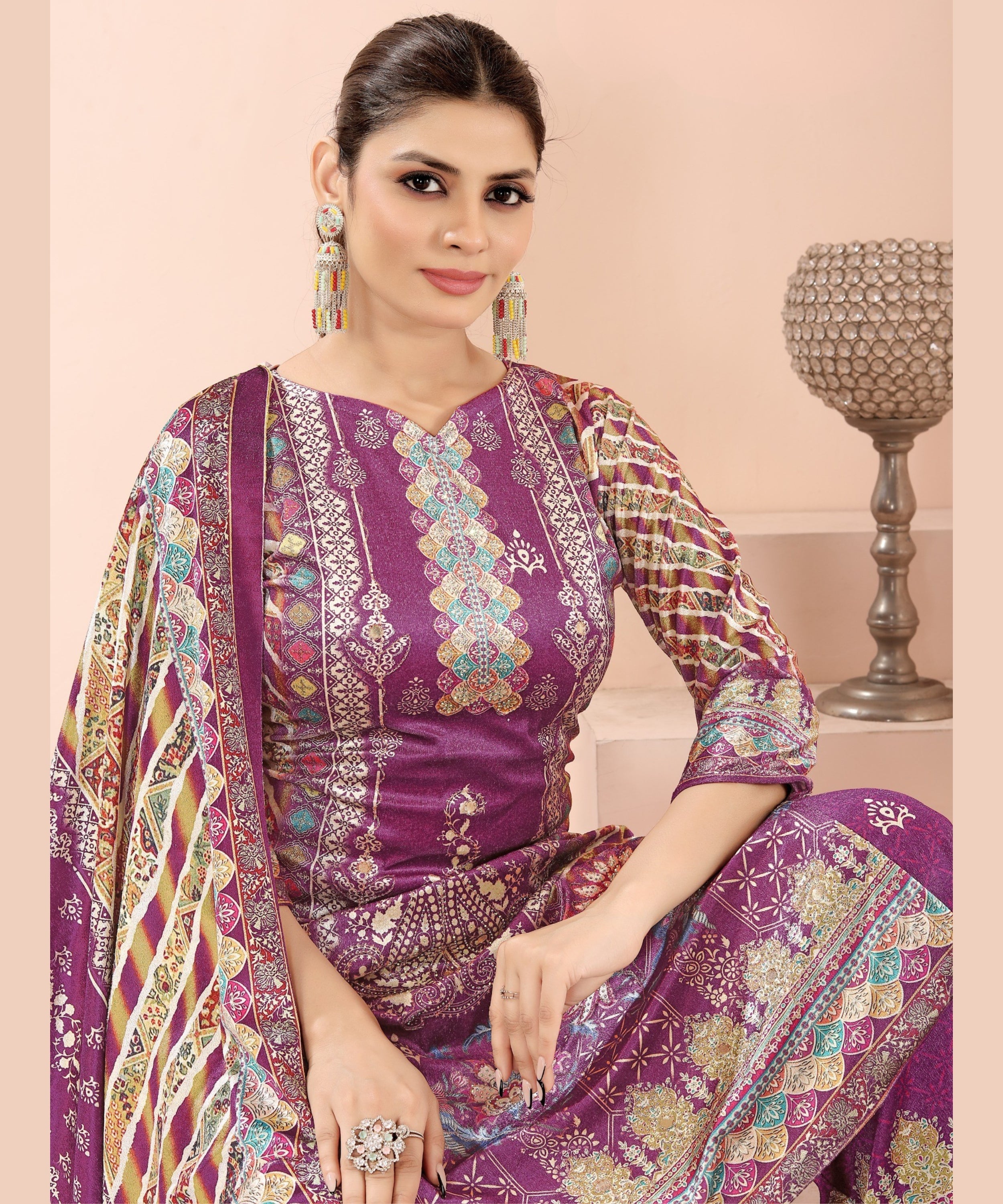 ViigoBella Premium Velvet Printed Straight Suit with Dupatta – Royal Designer Edition