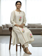 Elegant Embroidered Cotton Kurta Pant Set for Women