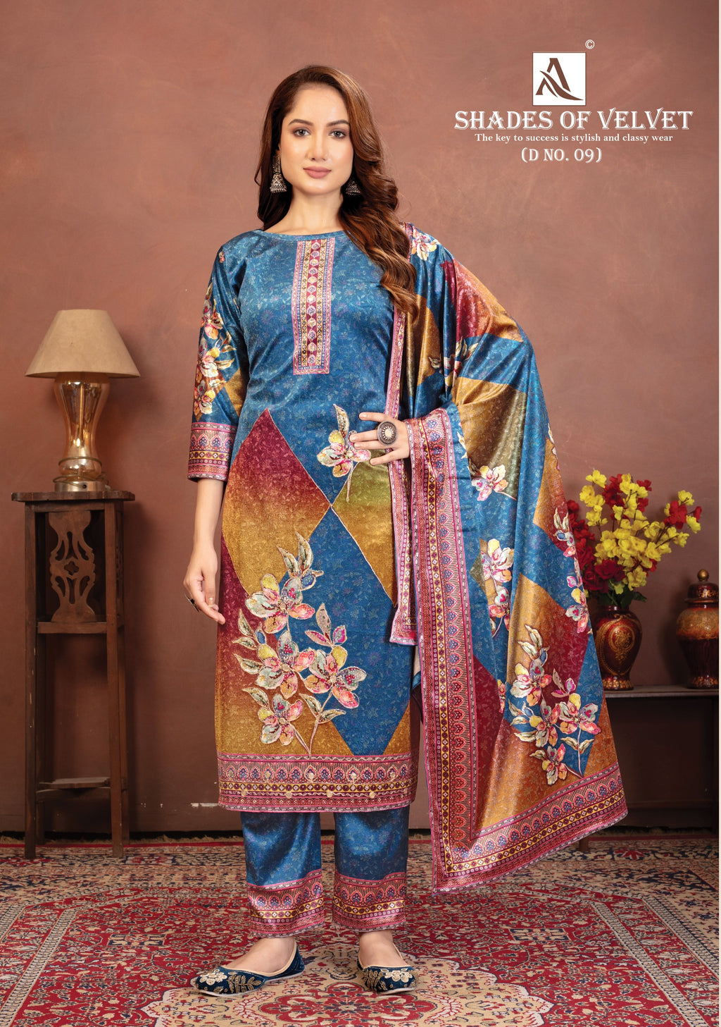 Premium Velvet Digital Printed Suit Set with Dupatta