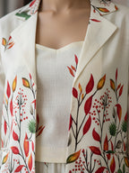 Luxury Botanical Cotton Blazer Co-ord Set for Women (3-Piece)