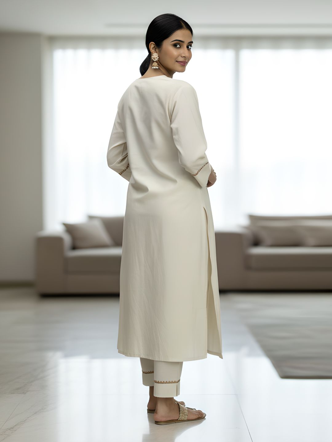 Elegant Embroidered Cotton Kurta Pant Set for Women