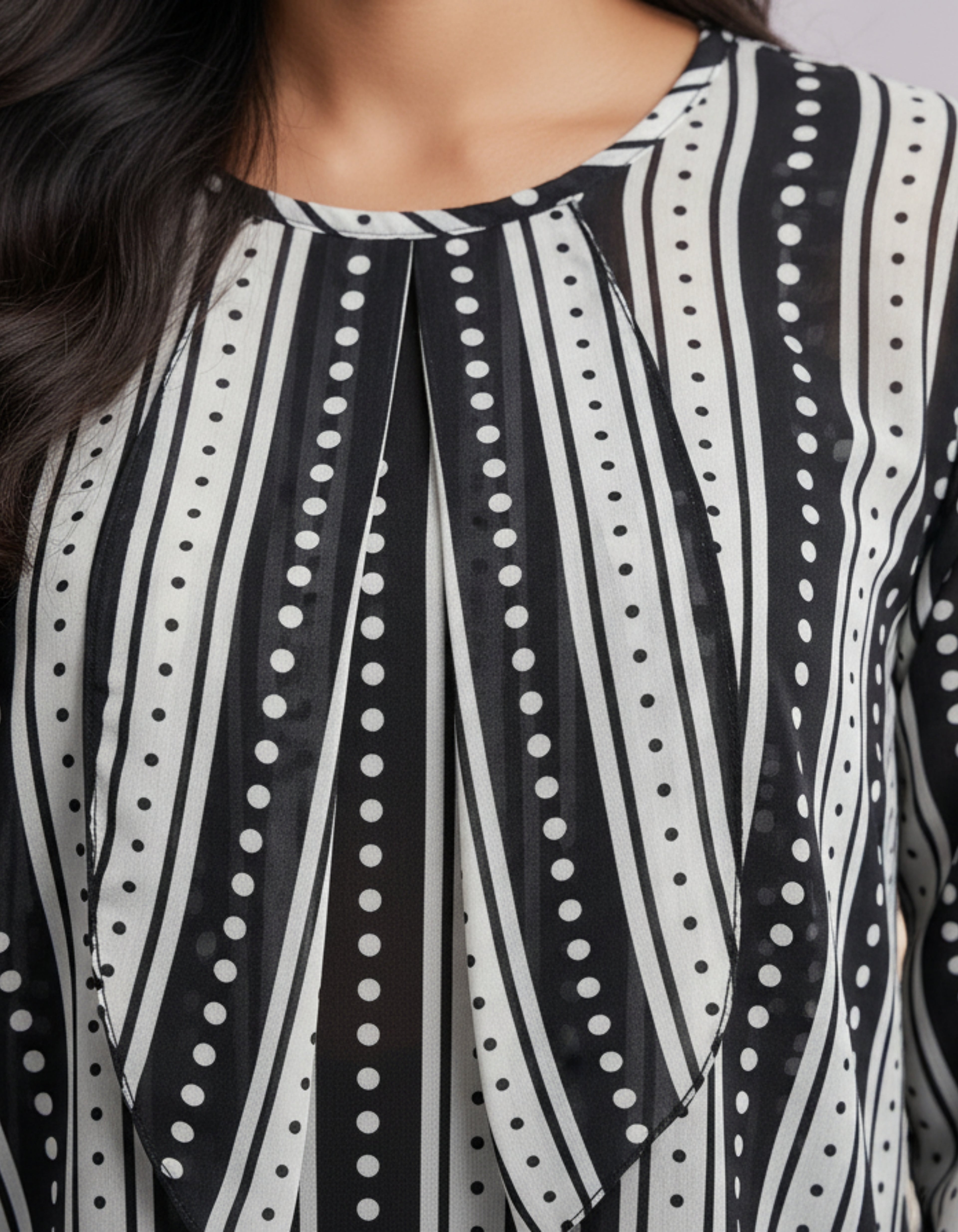 Striped Layered Georgette Top | Elegant Western Wear | Viigobella