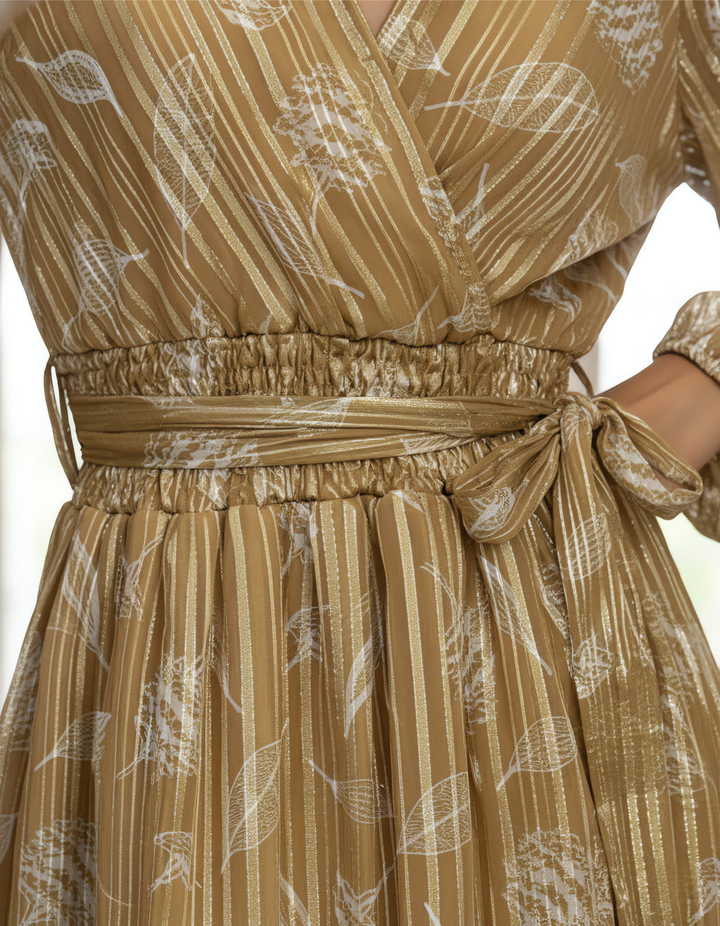 Floral Georgette Lurex Wrap Dress with Tiered Hem