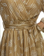 Floral Georgette Lurex Wrap Dress with Tiered Hem