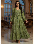 Kasturi Silk Printed Boho Maxi Dress with Drawstring Waist